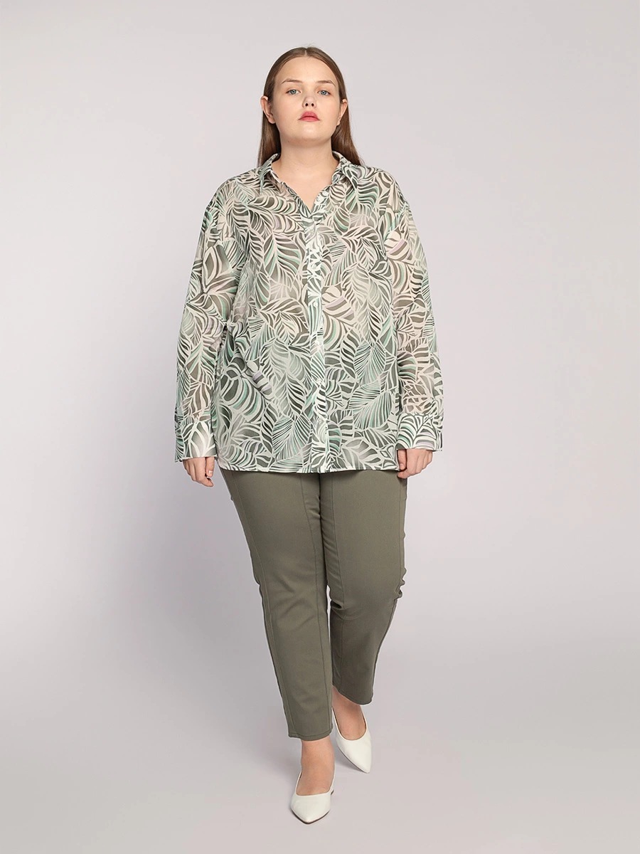 Блуза хлопковая прямого кроя с принтом